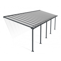 Grande pergola grise 3x9,71m Olympia avec polycarbonate 16mm - Palram - Canopia