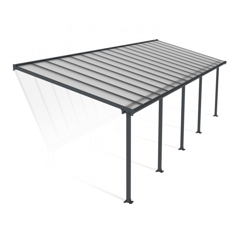 Grande pergola grise 3x9,71m Olympia avec polycarbonate 16mm - Palram - Canopia