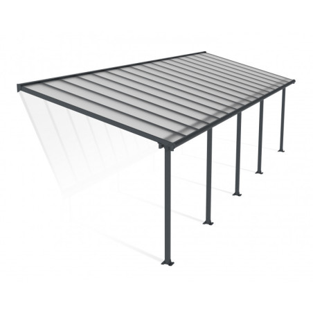 Grande pergola grise 3x9,71m Olympia avec polycarbonate 16mm - Palram - Canopia