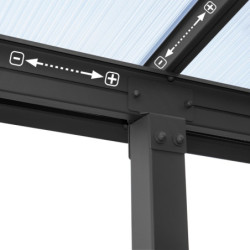 Grande pergola grise 3x9,71m Olympia avec polycarbonate 16mm - Palram - Canopia