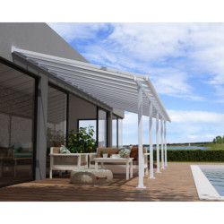 Grande pergola blanche avec polycarbonate 16mm 3x9,71m Olympia - Palram - Canopia