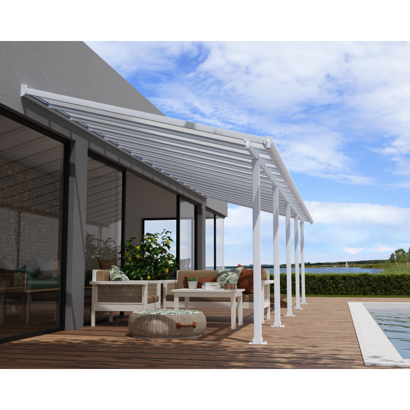 Grande pergola blanche avec polycarbonate 16mm 3x9,71m Olympia - Palram - Canopia