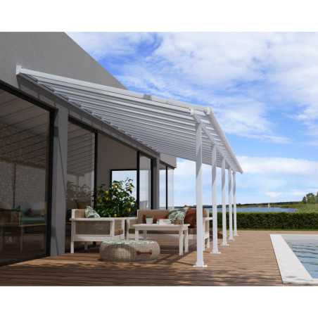 Grande pergola blanche avec polycarbonate 16mm 3x9,71m Olympia - Palram - Canopia