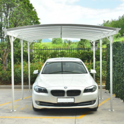 Carport blanc en alu blanc 3x5,76m et plaques PC 6mm X-METAL