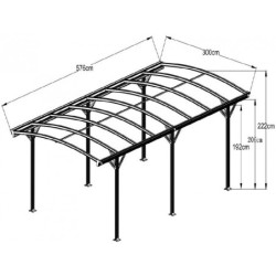 Carport blanc en alu blanc 3x5,76m et plaques PC 6mm X-METAL