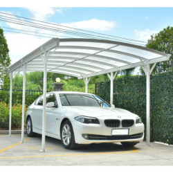 Carport blanc en alu blanc 3x5,76m et plaques PC 6mm X-METAL