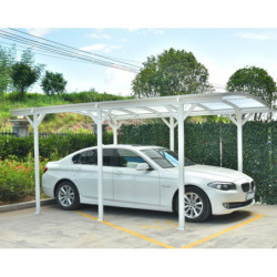 Carport blanc en alu blanc 3x5,76m et plaques PC 6mm X-METAL