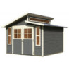 Abri de jardin gris 9,24m²  Grauburg 7 bois/gris - toit en gradins - Karibu