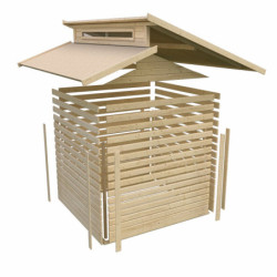 Abri de jardin gris 9,24m²  Grauburg 7 bois/gris - toit en gradins - Karibu