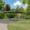 Carport en bois autoclave de 20,5m²  avec poteaux arqués - Karibu