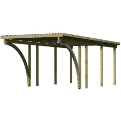 Carport en bois autoclave de 20,5m²  avec poteaux arqués - Karibu
