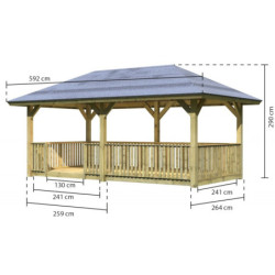 Kiosque  en bois Bergen 2 avec plancher et balustrade – Karibu