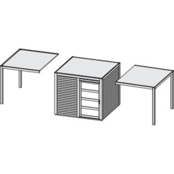 Abri en bois massif 19mm  avec appentis Qubic 6,05m² - Karibu