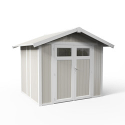 Abri de jardin en PVC 4,9m² UTILITY blanc et gris vert Grosfillex