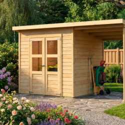 Abri de jardin en bois massif 4,54m² Merseburg 4 + appentis 169x194cm- Karibu