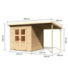 Abri de jardin en bois massif 4,54m² Merseburg 4 + appentis 169x194cm- Karibu