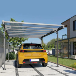 Carport Mistral 1 voiture en aluminiim gris et PC - 15m² - Trigano