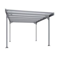 Carport Mistral 1 voiture en aluminiim gris et PC - 15m² - Trigano