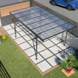Carport Mistral 1 voiture en aluminiim gris et PC - 15m² - Trigano