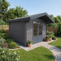 Abri de jardin composite gris foncé 9m² porte alu Woodlife