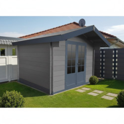 Abri de jardin composite gris foncé 9m² porte alu Woodlife