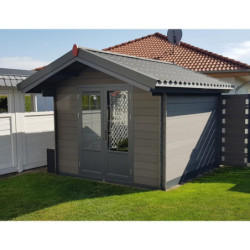 Abri de jardin composite gris foncé 9m² porte alu Woodlife