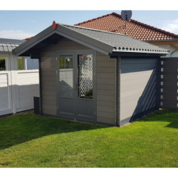 Abri de jardin composite gris foncé 9m² porte alu Woodlife
