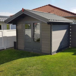 Abri de jardin composite gris foncé 9m² porte alu Woodlife