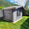 Abri de jardin composite gris foncé 14,44m² porte alu Woodlife