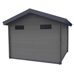 Abri de jardin composite gris foncé 14,44m² porte alu Woodlife