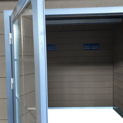 Abri de jardin composite gris foncé 14,44m² porte alu Woodlife