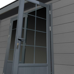 Abri de jardin composite gris foncé 14,44m² porte alu Woodlife