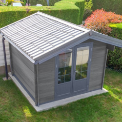 Abri de jardin composite gris foncé 14,44m² porte alu Woodlife
