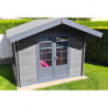 Abri de jardin composite gris foncé 14,44m² porte alu Woodlife