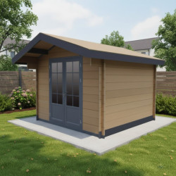 Abri de jardin composite aspect bois 14,44m² porte alu Woodlife