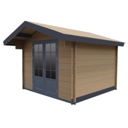 Abri de jardin composite aspect bois 14,44m² porte alu Woodlife