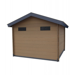 Abri de jardin composite aspect bois 14,44m² porte alu Woodlife