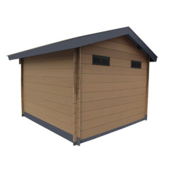 Abri de jardin composite aspect bois 14,44m² porte alu Woodlife