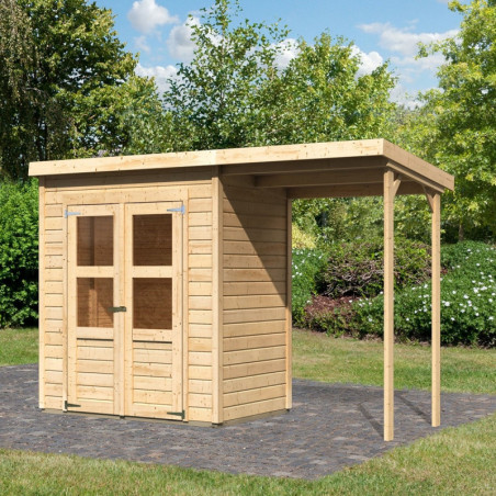 Petit abri de jardin en bois massif 2,22m² Merseburg 2 + appentis - Karibu