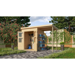 Petit abri de jardin en bois massif 2,22m² Merseburg 2 + appentis - Karibu