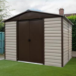 Abri de jardin marron-beige Yardmaster 11,39m² en acier galvanisé