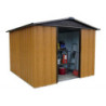 Abri de jardin aspect bois marron Yardmaster 7,18m² en acier galvanisé