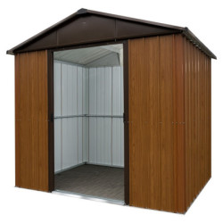Abri de jardin aspect bois marron Yardmaster 7,18m² en acier galvanisé