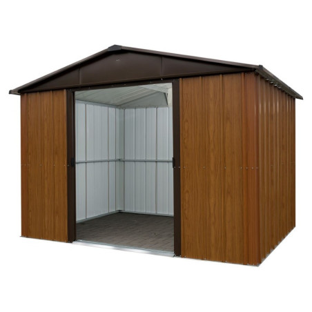 Abri de jardin aspect bois marron Yardmaster 12m² en acier galvanisé