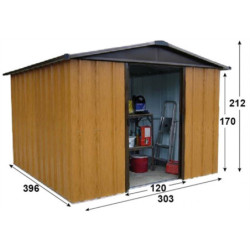 Abri de jardin aspect bois marron Yardmaster 12m² en acier galvanisé
