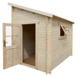 Abri adossé en bois massif 28mm brut 5,96m² Gardy Shelter