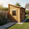 Abri adossé en bois traité 5,96m² - Madriers 28mm Gardy Shelter