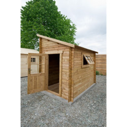Abri adossé en bois traité 5,96m² - Madriers 28mm Gardy Shelter