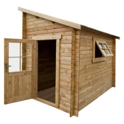 Abri adossé en bois traité 5,96m² - Madriers 28mm Gardy Shelter