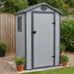 Abri de jardin plastique gris 134x104cm Jôbu